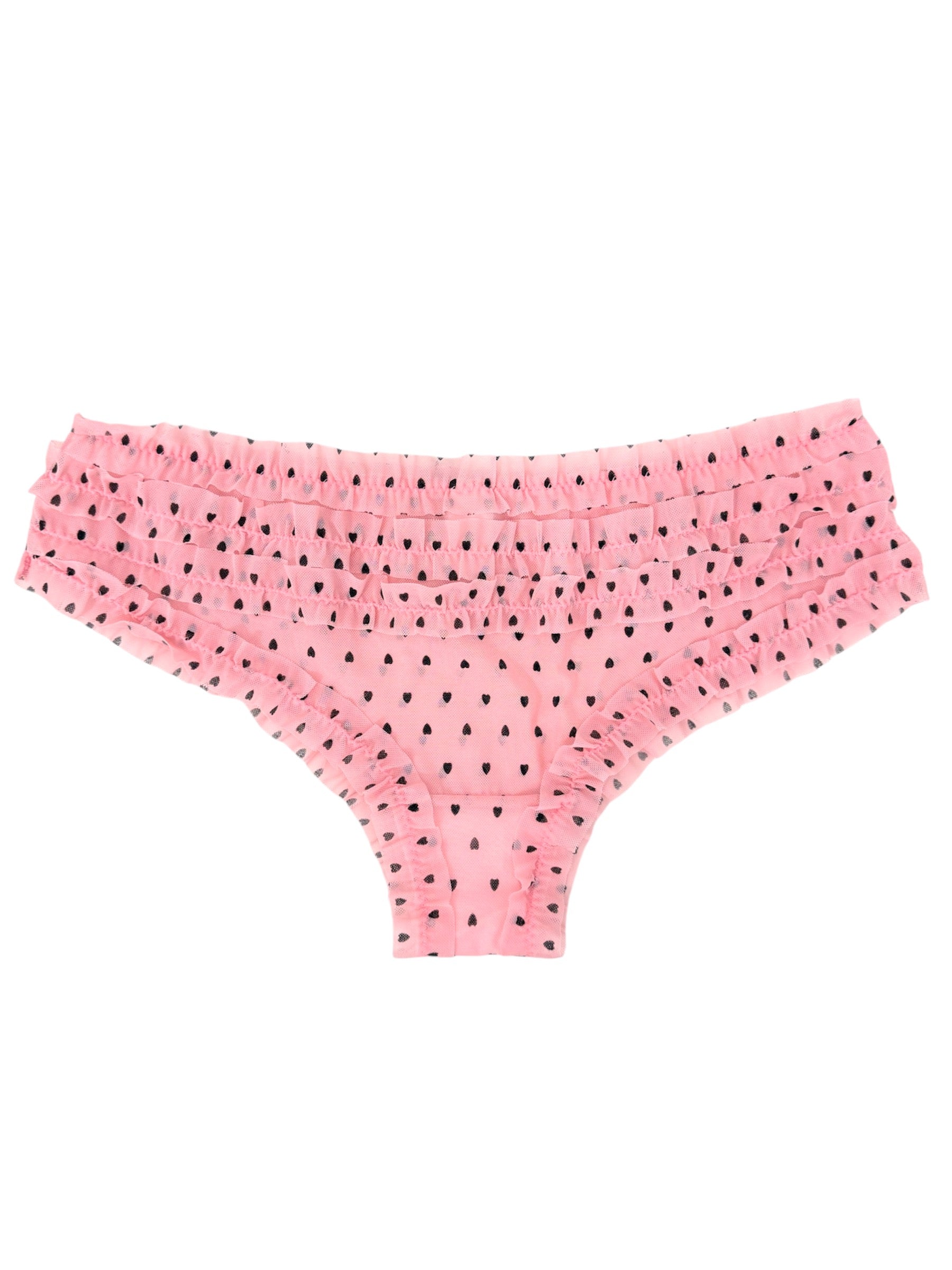 Whispers of Love: Pink Petals & Midnight Hearts Ruffle Panty