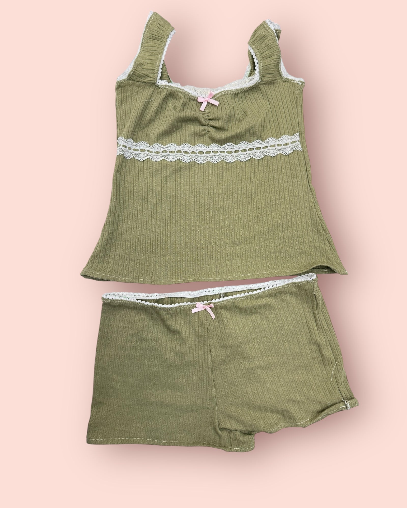 Green Knitting Cami Top Sample Set