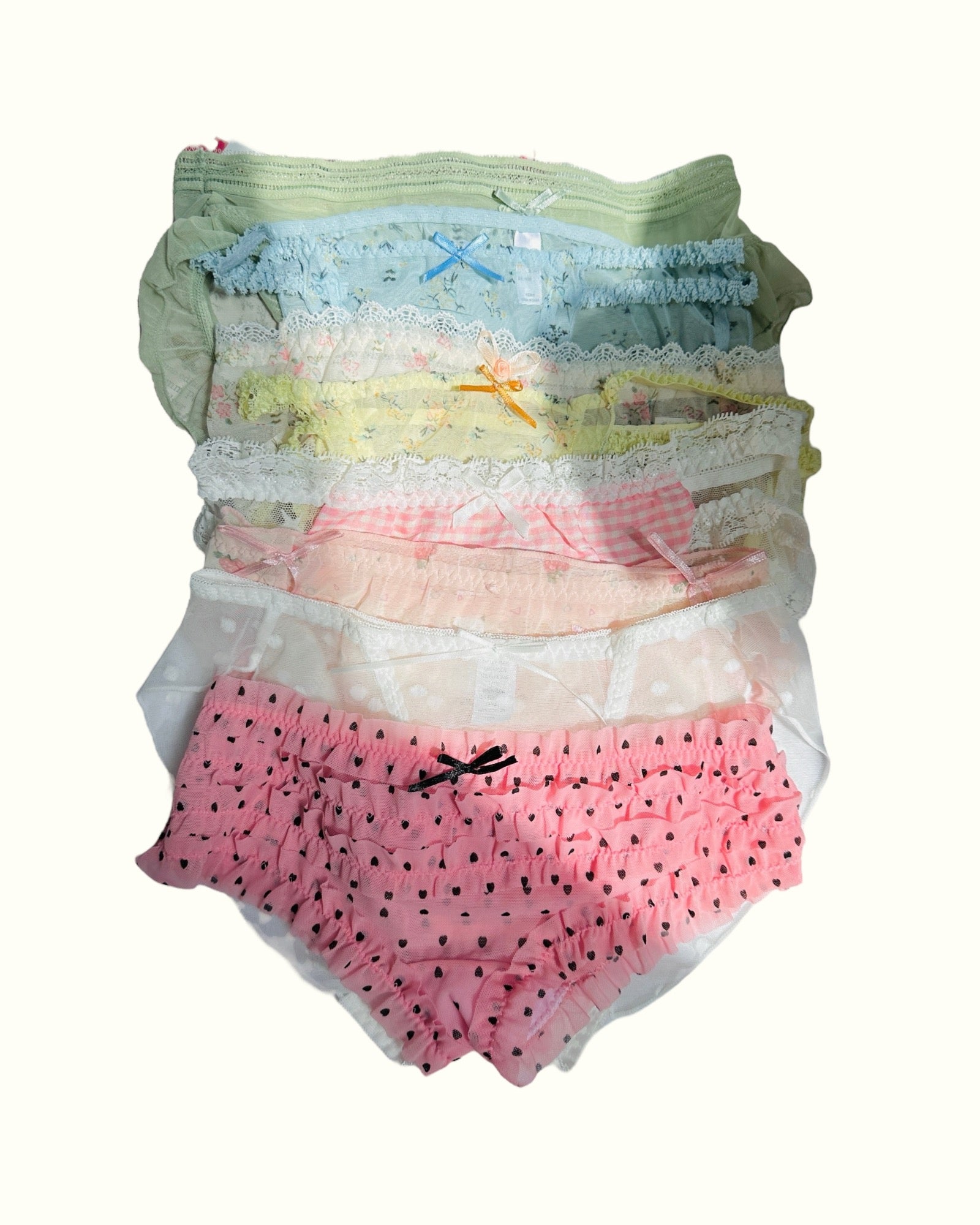 Mixed 5 Women's Lace Coquette Ruffle Panties in Various Designs