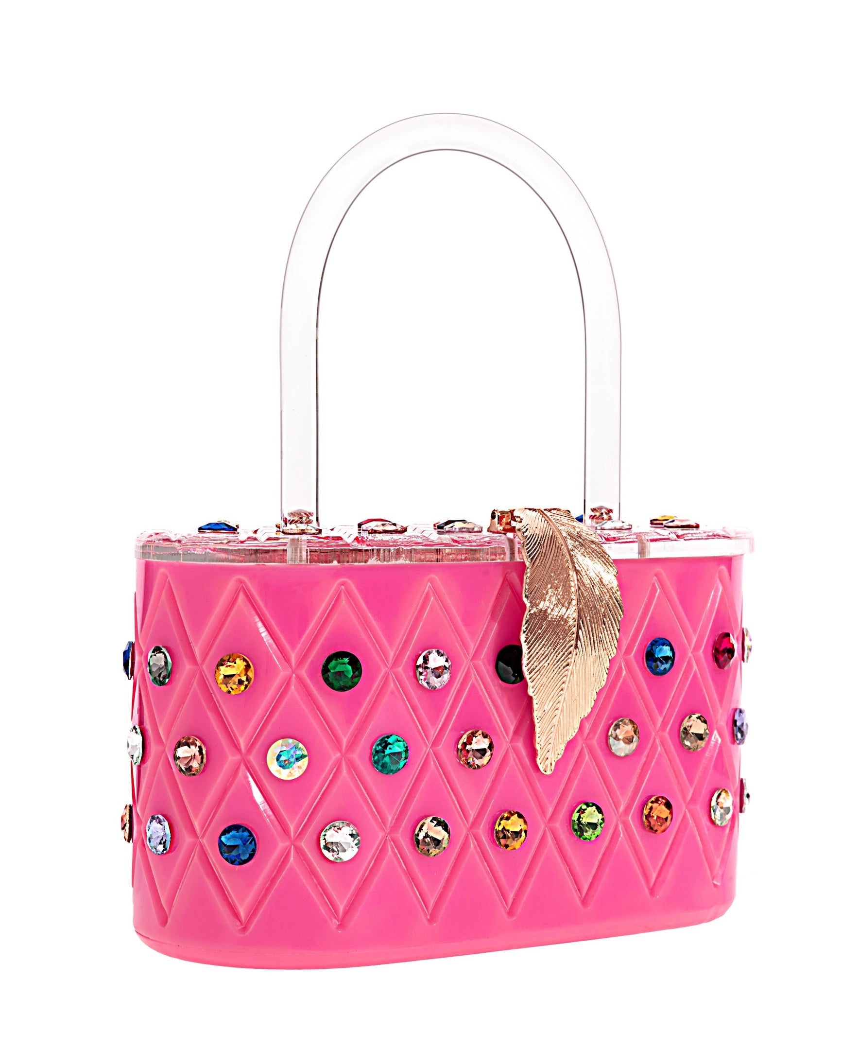 Pink Box Clutch Bag with Gold Chain Strap | Mini Colourful Handbags For Any Occasion