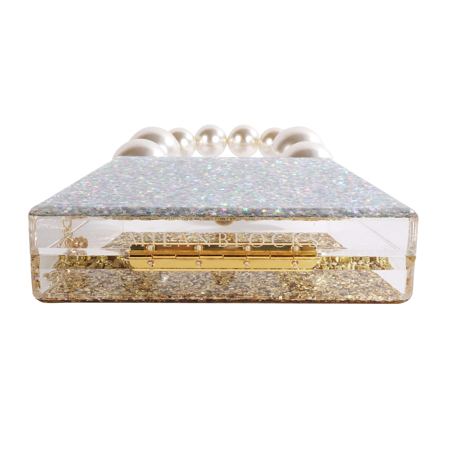 Forever Love Glitter Top Handle Acrylic Clutch