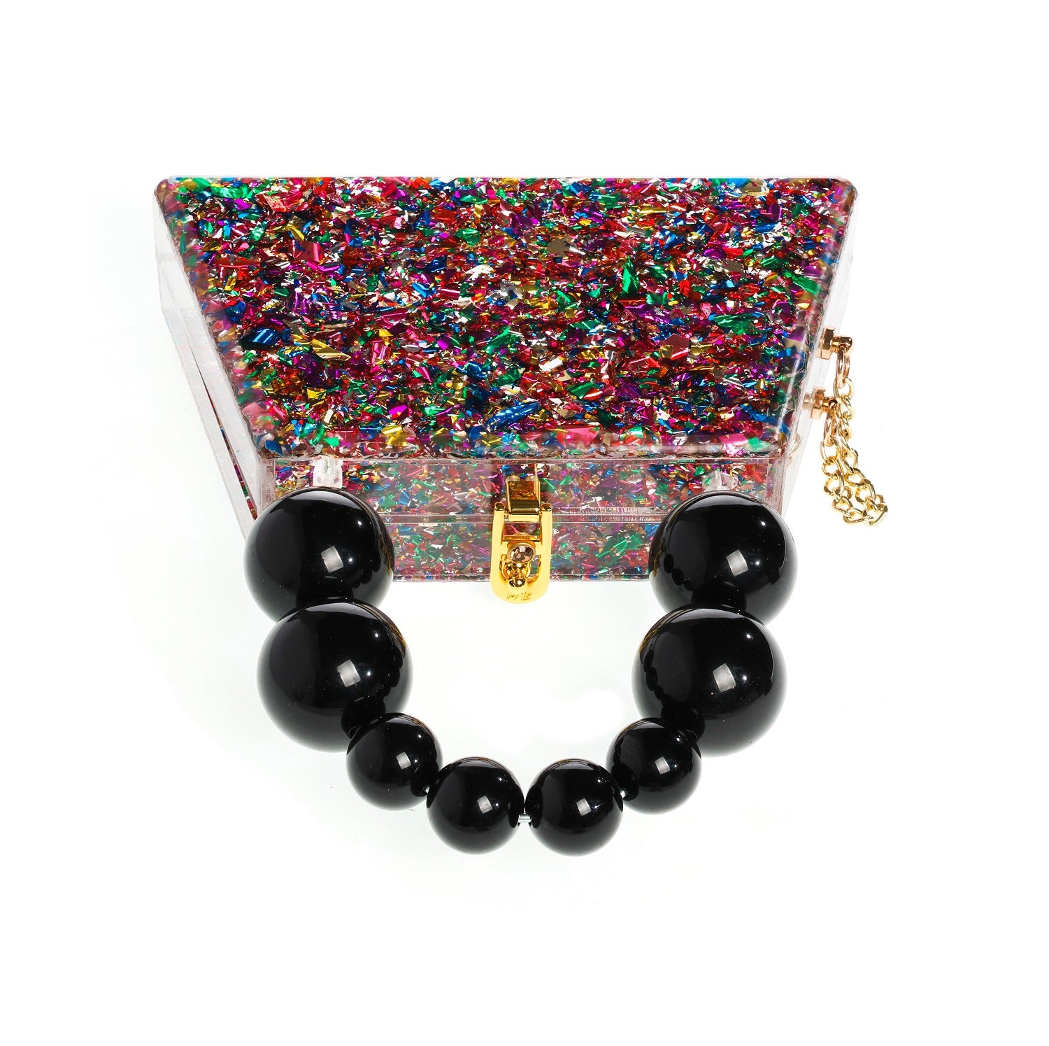 Forever Love confettie Top Handle Acrylic Clutch