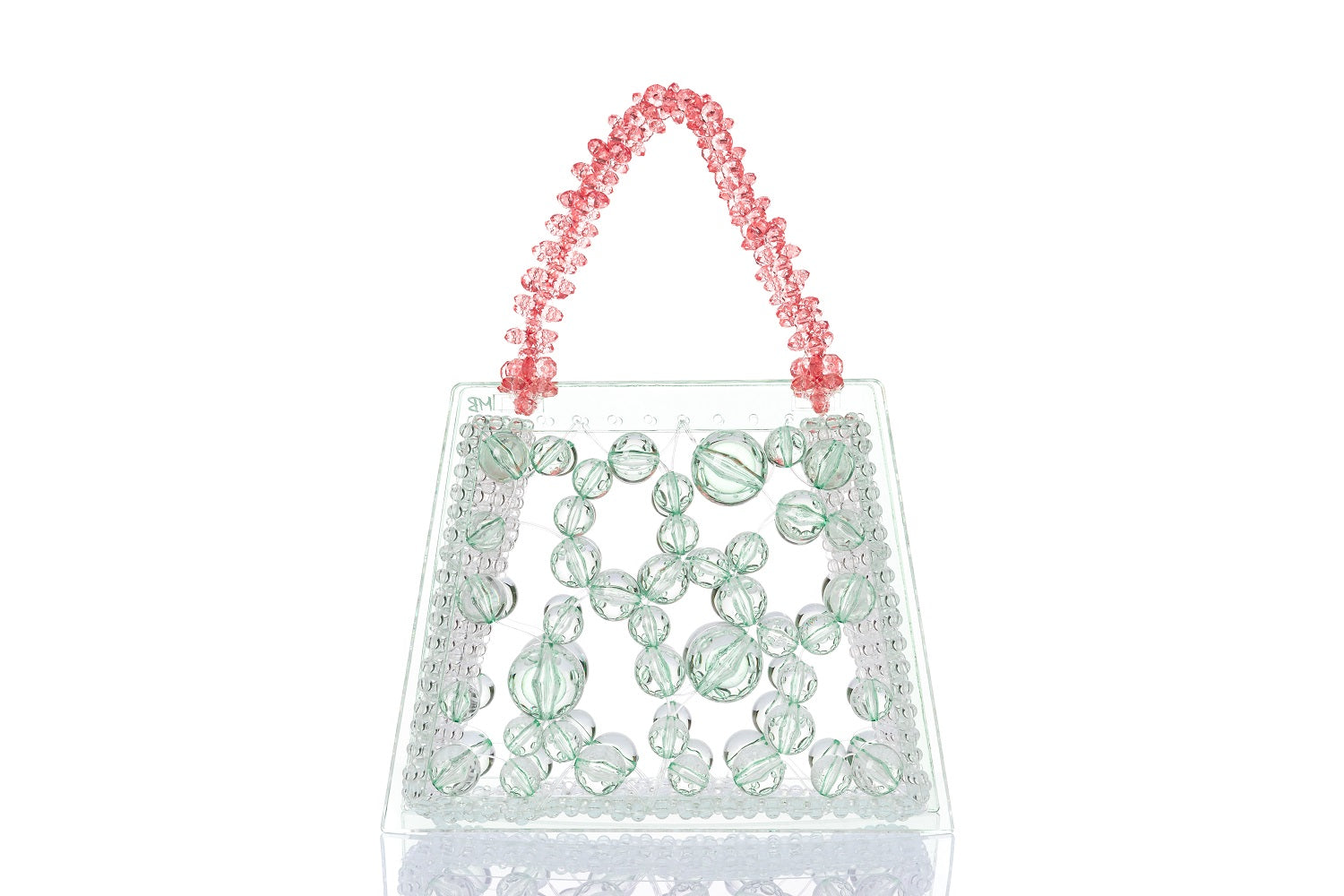 Mint Spider Woven Round Beaded Bag