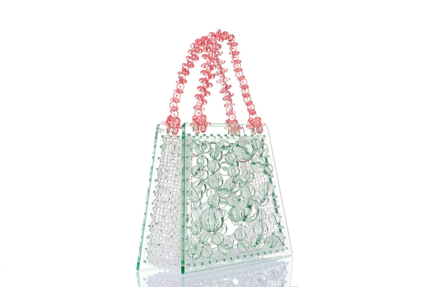 Mint Spider Woven Round Beaded Bag